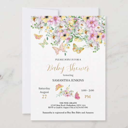 Invitation Enchanted Garden Baby shower (Devant)