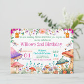 Invitation Enchanted Garden Mushroom Birthday Party Invite (Debout devant)