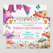 Invitation Enchanted Garden Mushroom Birthday Party Invite (Devant / Derrière)