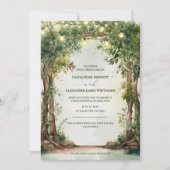 Invitation Enchanted Garden String Lights Romantic Wedding (Devant)