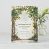 Invitation Enchanted Garden String Lights Romantic Wedding (Debout devant)