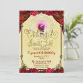 Invitation Enchanted Magical Rose Beauté Anniversaire Sweet 1 (Debout devant)