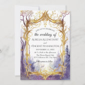 Invitation Enchanted Mariage Forêt Magique Cadre Or (Devant)