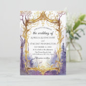 Invitation Enchanted Mariage Forêt Magique Cadre Or (Debout devant)