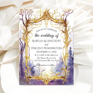 Invitation Enchanted Mariage Forêt Magique Cadre Or