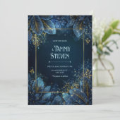 Invitation Enchanted Midnight Gold Leaf Forest Wedding (Debout devant)