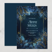 Invitation Enchanted Midnight Gold Leaf Forest Wedding (Devant / Derrière)