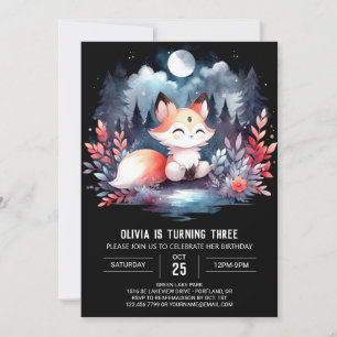Invitation Enchanted Modern Fox Anniversaire numérique