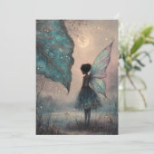 Invitation Enchanted Moonlit Leaf Fairy Watercolor Fantasy (Debout devant)