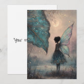 Invitation Enchanted Moonlit Leaf Fairy Watercolor Fantasy (Devant / Derrière)