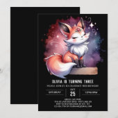 Invitation Enchanted Nature Fox Anniversaire numérique (Devant / Derrière)