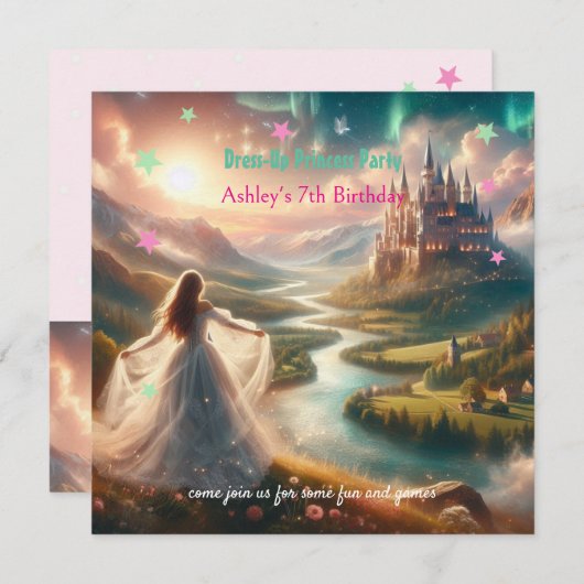 Invitation Enchanted Princess Anniversaire (Devant / Derrière)