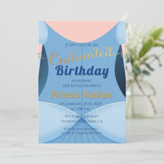 Invitation Enchanted Princesse Anniversaire (Debout devant)