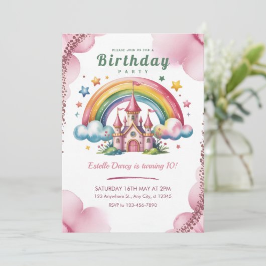 Invitation Enchanted Rainbow Castle (Debout devant)
