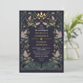 Invitation Enchanted Raven Lilac Mariage gothique (Debout devant)