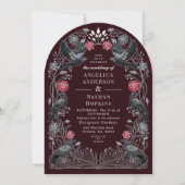 Invitation Enchanted Raven Red Black Roses Gothic Wedding Ach (Devant)