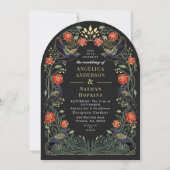 Invitation Enchanted Raven Red Roses Gothic Wedding Ach (Devant)