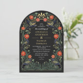 Invitation Enchanted Raven Red Roses Gothic Wedding Ach (Debout devant)