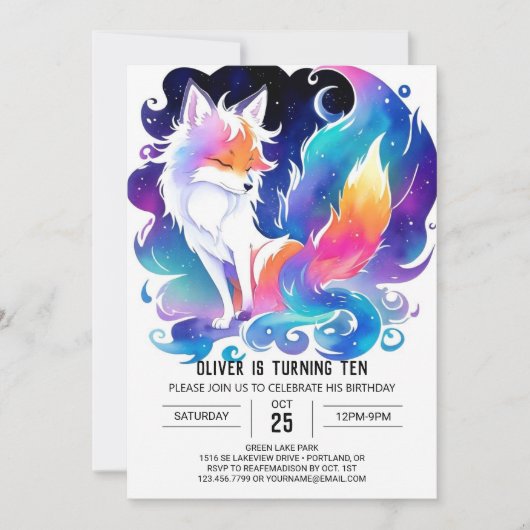 Invitation Enchanted Red Fox ravi Anniversaire (Devant)