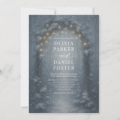 Invitation Enchanted Winter Forest Fairy Lights Wedding (Devant)