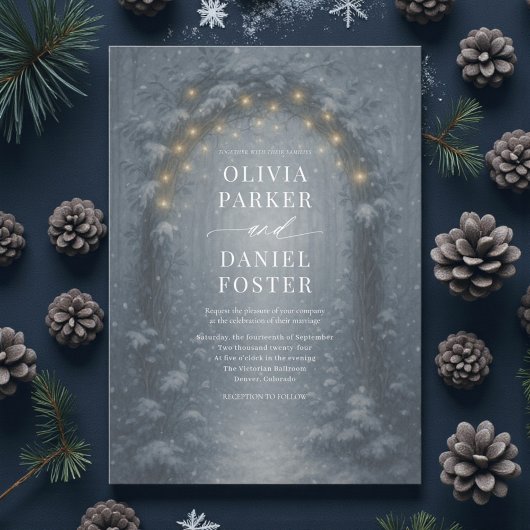 Invitation Enchanted Winter Forest Fairy Lights Wedding
