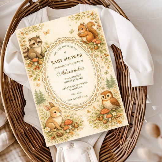 Invitation Enchanted Woodland Animals Baby Shower