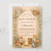 Invitation Enchanted Woodland Campfire Baby Shower (Devant)