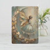 Invitation Enchanted Woodland Leaf Fairy Watercolor Fantasy (Debout devant)