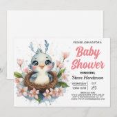 Invitation Enchantée de modernité dans le Baby shower d'oisea (Devant / Derrière)