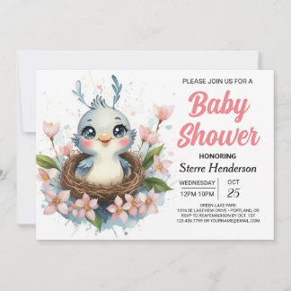 Invitation Enchantée de modernité dans le Baby shower d'oisea