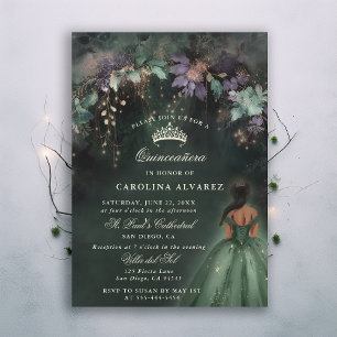 Invitation Enchantée Forêt Arche Vert Quinceanera