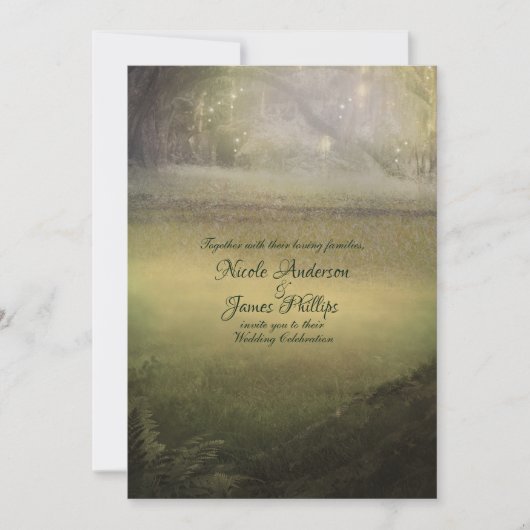 Invitation Enchantée Lumières Enchanté Forêt Rustique Mariage (Devant)