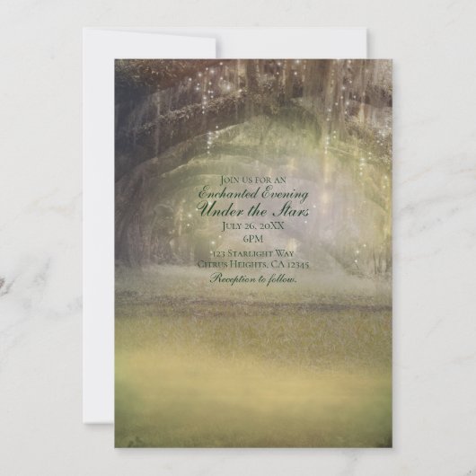 Invitation Enchantée Lumières Enchanté Forêt Rustique Mariage (Dos)