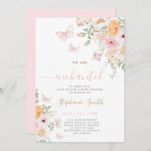 Invitation Enchantée Pour Vous Rencontrer Baby shower Invitat (Devant / Derrière)