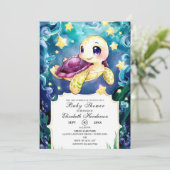 Invitation Enchantée sous le Baby shower de tortue de mer (Debout devant)