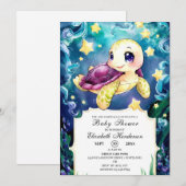 Invitation Enchantée sous le Baby shower de tortue de mer (Devant / Derrière)