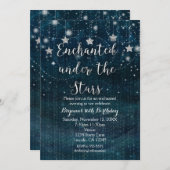 Invitation Enchantée sous les étoiles Silver & Blue Invitatio (Devant / Derrière)