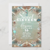 Invitation Enchantée Sous Les Perles De Mer & Ribbon Sweet 16 (Devant)