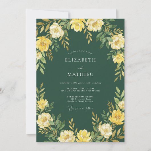 Invitation Enchantement de mariage Yellow Bloom (Devant)