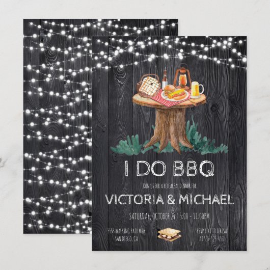 Invitation Enchantement de soirée BBQ dans le jardin Guirland (Devant / Derrière)