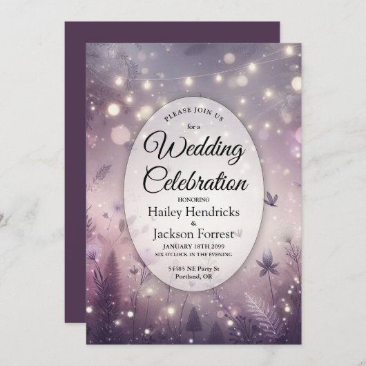 Invitation Enchantement Starlit dans le Mariage Bloom (Devant / Derrière)