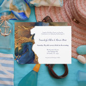 Invitation Enchanter Abstrait Blue Gold Mariage