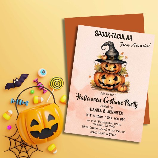 Invitation Enchanter Citrouille sorcière Casquette mignon Hal