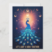Invitation Enchanter Diwali Delight avec Peacock bleu 🦚 (Devant)