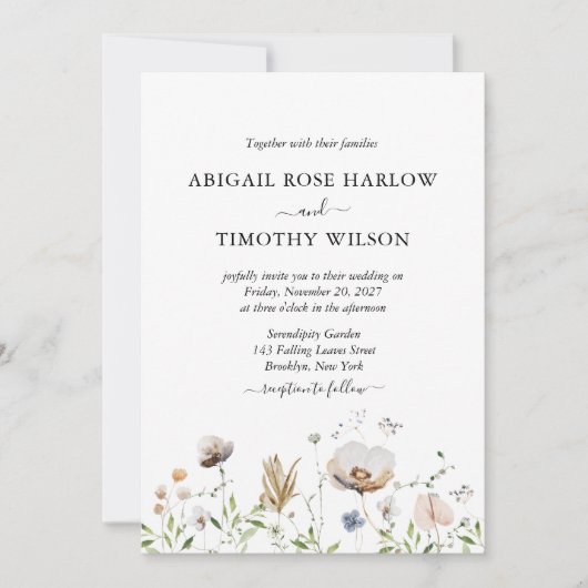 Invitation Enchanter Fleurs sauvages Whimsical Élégant Script (Devant)