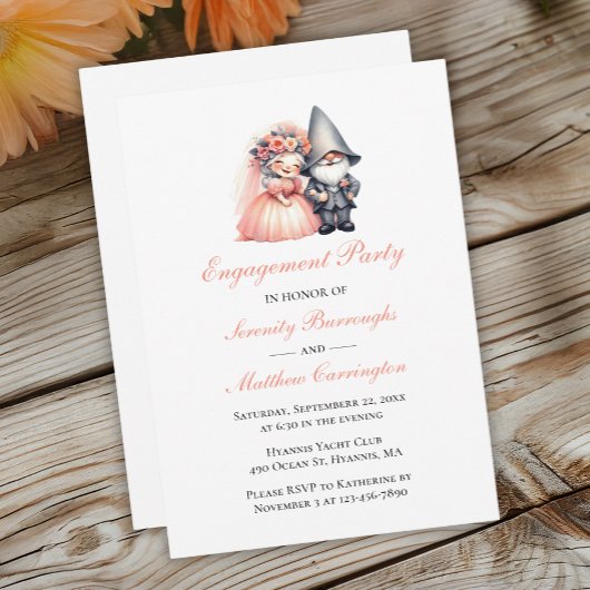 Invitation Enchanter Gnome Engagement Party Woodland Garden