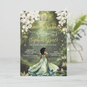 Invitation Enchanter Princesse & Frog Vert robe douce 16 (Debout devant)