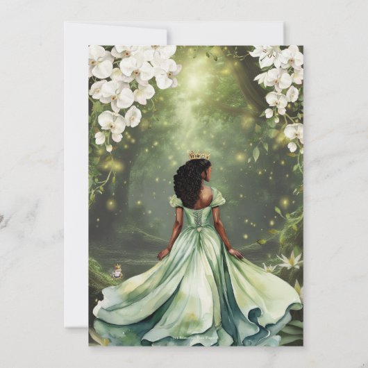 Invitation Enchanter Princesse & Frog Vert robe douce 16 (Dos)