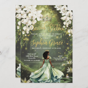 Invitation Enchanter Princesse & Frog Vert robe douce 16