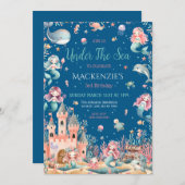 Invitation Enchanter Sous La Fête D'Anniversaire De La Sirène (Devant / Derrière)